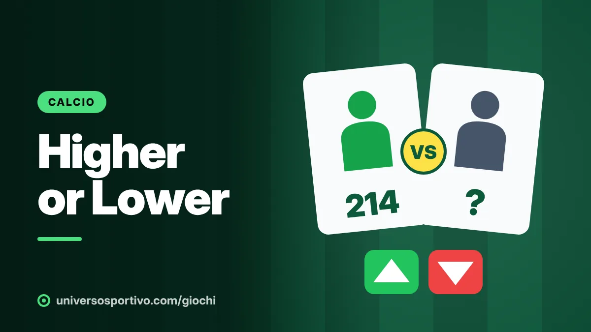 Higher or Lower, gioco online gratis di Universo Sportivo: chi ne ha di più? Scegli e allunga la serie