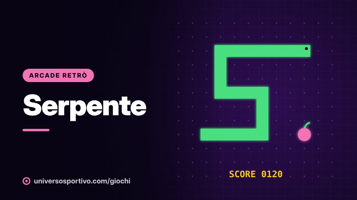 Serpente, gioco online gratis di Universo Sportivo: mangia, cresci e non morderti la coda